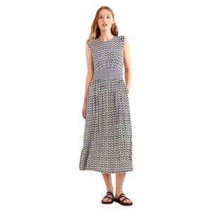 Boden‎ Thea Tulip Print Sleeveless Midi Dress Size 16-18 US Navy White Jersey